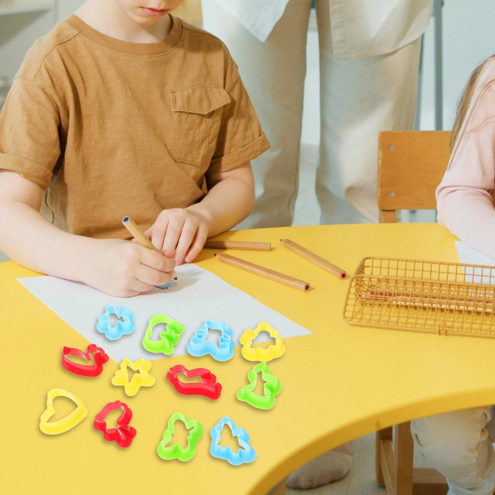 

12Pcs Childrens DIY Rubber Clay Embossing Set Colorful Modeling Molds for Kids Creative Projects Educational Art Craft Kit