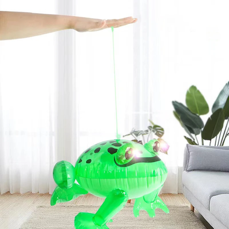 Glowing Inflatable Green Bouncing Frog Toad Ballon Jungle Animal Toy Funny Kids Party Gift Birthday Wedding Decoration