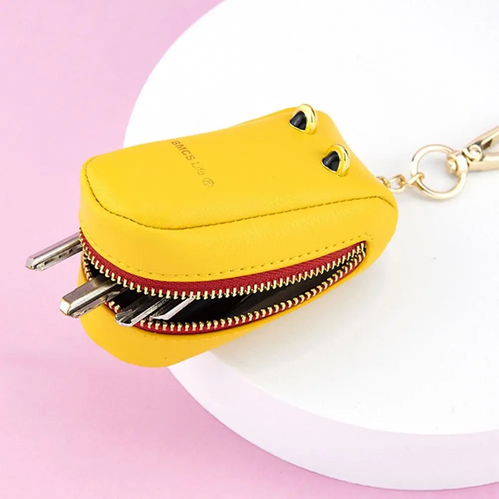 Creative Car Key Case Crocodile Mouth Shape Cute Leather Key Cover Wallet Practical Zipper Leather Key Fob Case Car Accessories