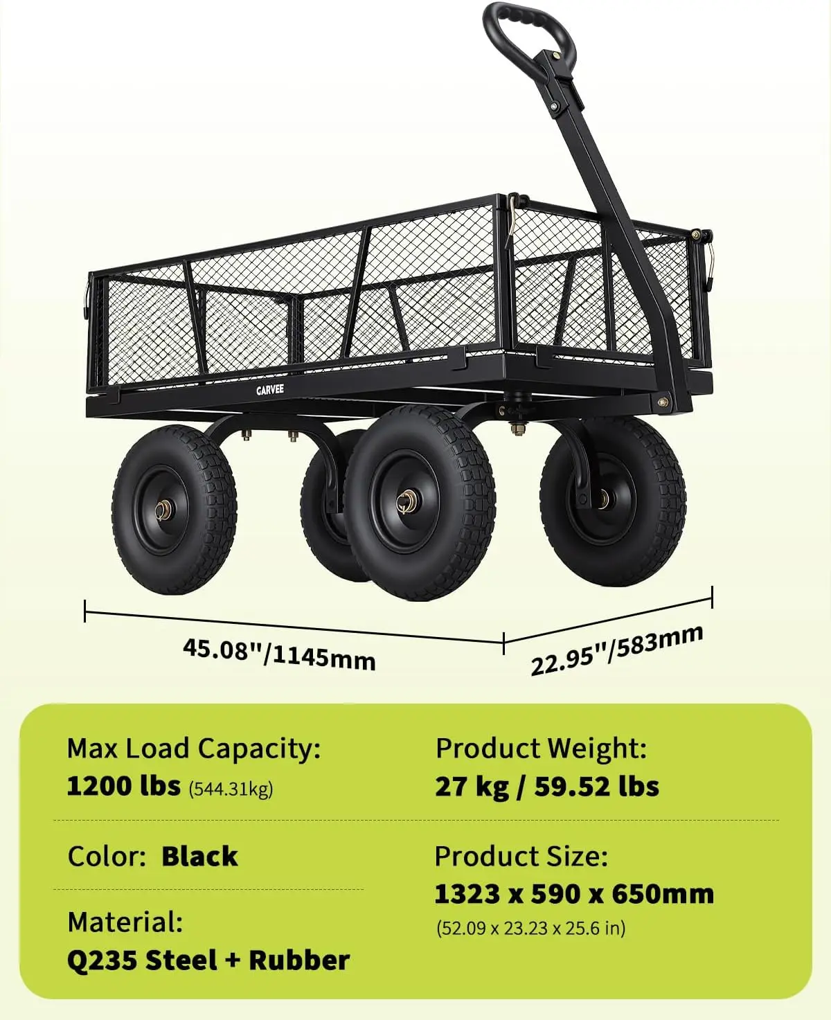 1200LBS Heavy Duty Steel Garden Wagon Cart on Wheels