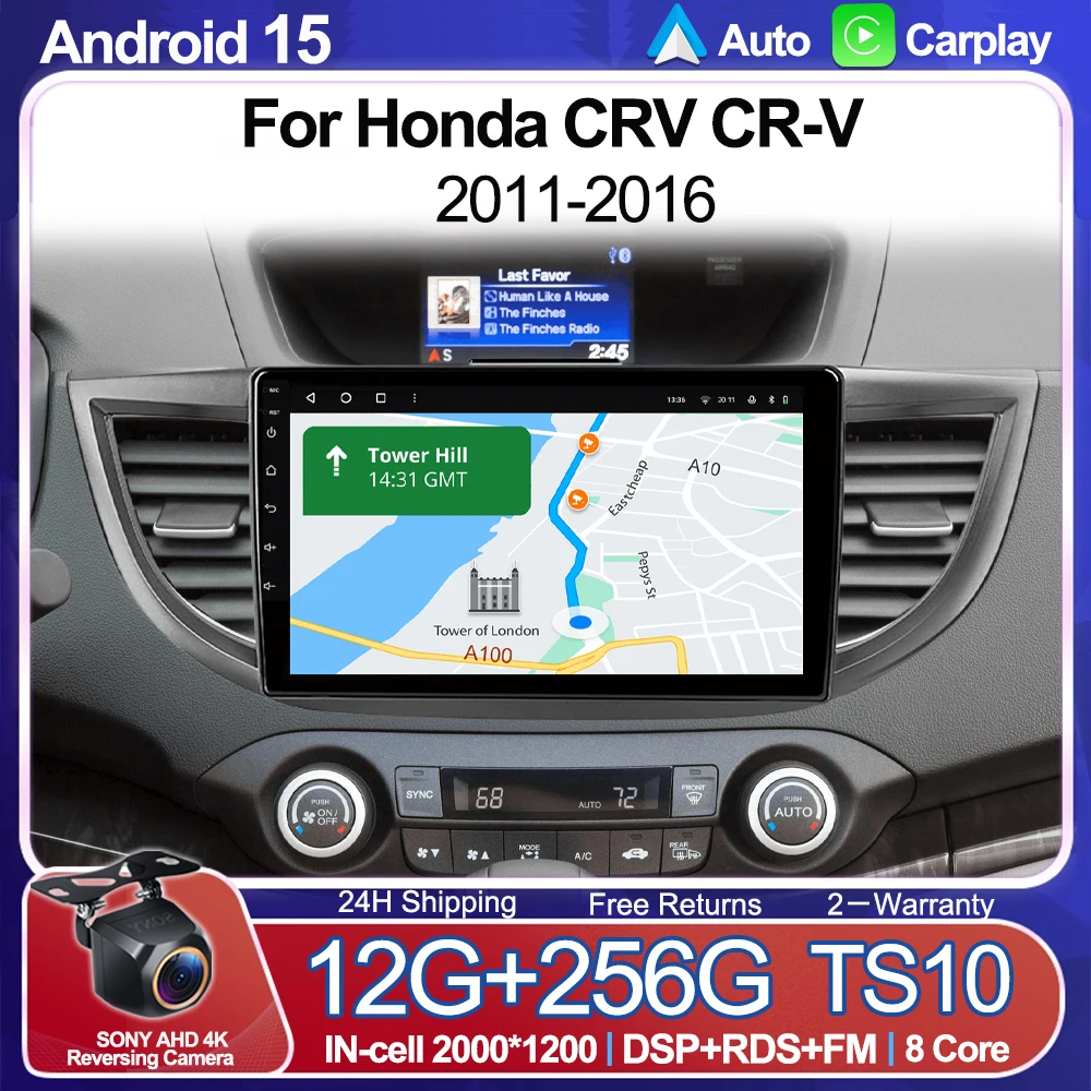 

Android 15 Car Radio For Honda CRV CR-V 2011-2016 Multimedia Video Player 2 Din GPS Navigation Carplay Head Unit Touch Screen