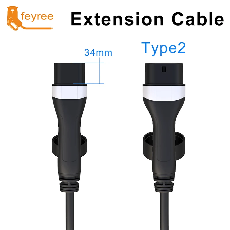 Feyree EV-Ladekabel, 16 A/32 A, 4 kW/8 kW/11 kW/22 kW, Elektrofahrzeugkabel, 5 m Typ 2, EVSE-Ladestation, Buchse auf Stecker