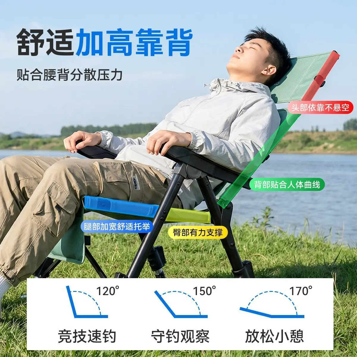 Bild 4: YUZHIYUAN 2026 Europäischer Angelstuhl, vollständig klappbar, für Wildangeln, All-Terrain, Outdoor, neuer Camping-Angelstuhl und Hocker