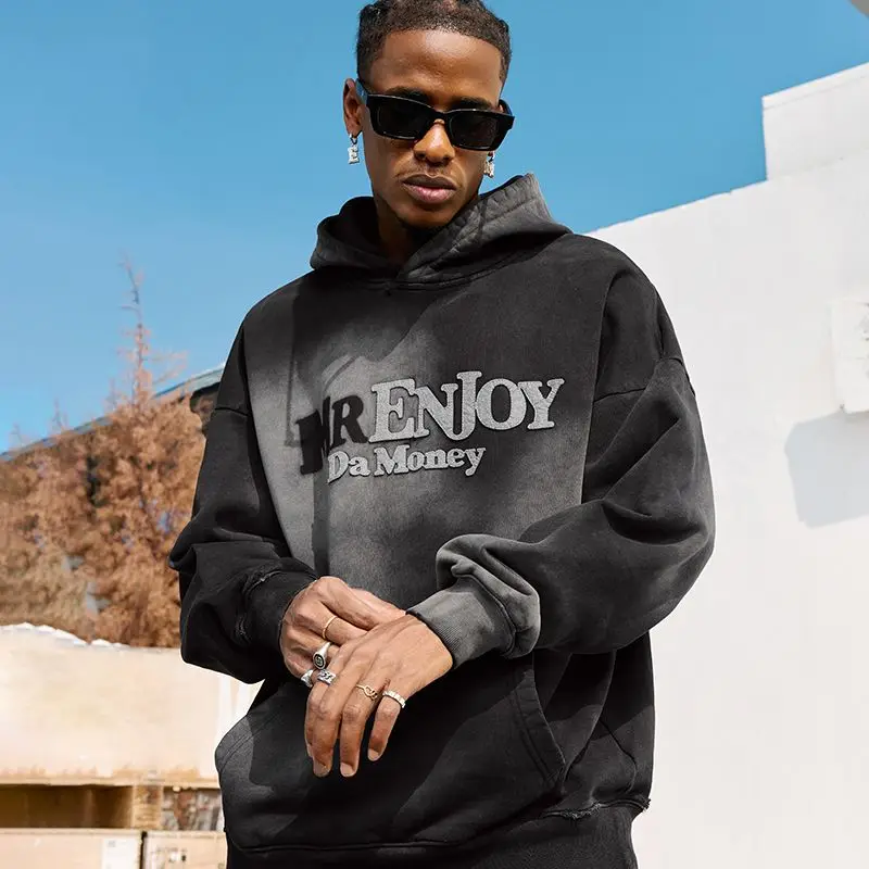 

Washed Colored Embroidered Hooded Sweatshirt For Men And Women In Autumn And Winter American Hip-Hop Trendy Hoodies