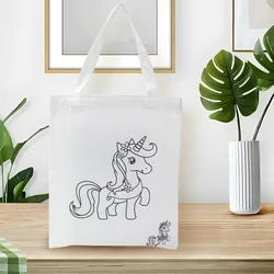 Cartoon Unicorn Dinosaur Animal Graffiti Bag Handbag Canvas Bags Children Handmade DIY Painting Colored Bags Kids Birthday Gift