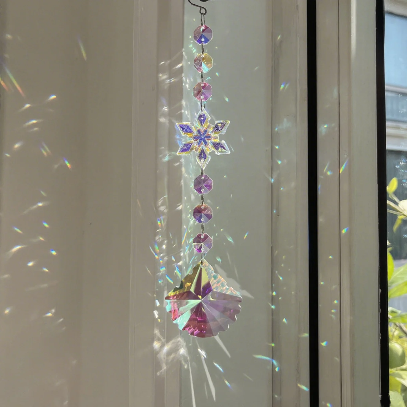 كريستال Suncatcher شجرة عيد الميلاد الحلي ، ندفة الثلج كريستال حلي معلقة لشجرة ديكور حفلات نافذة حديقة ديكور