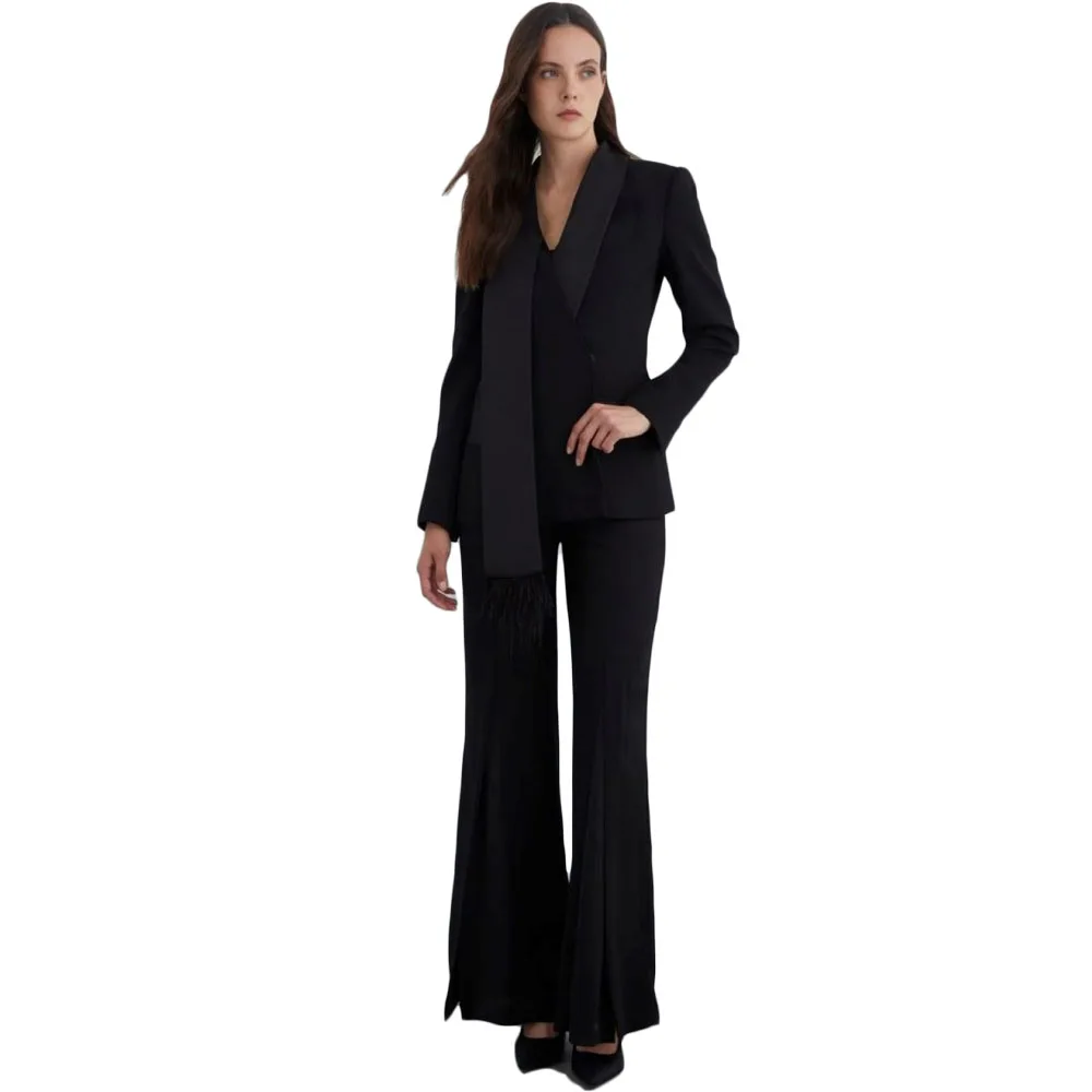 New Design Office Women Pants Suits 2 Pieces Plus Size Wrap Lapel Pocket Blazer Customized Formal Evening Party Outfit