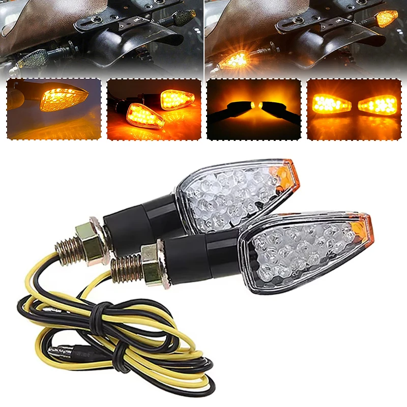 

Motorcycle LED Turn Signals Blinker Indicator Light 14 LED Amber Flashers Light Tail Signals Lights For Cafe Racer Yamaha