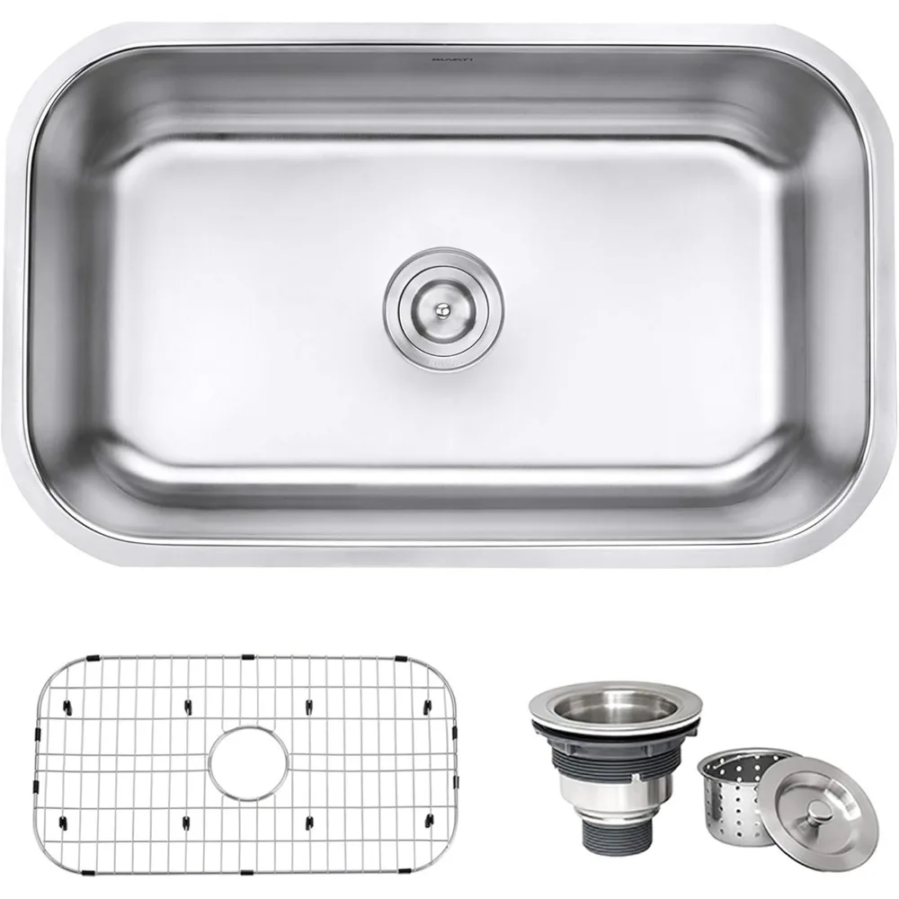 

30-inch Undermount Kitchen Sink Single Bowl - 16 Gauge Stainless Steel Kitchen Sink
