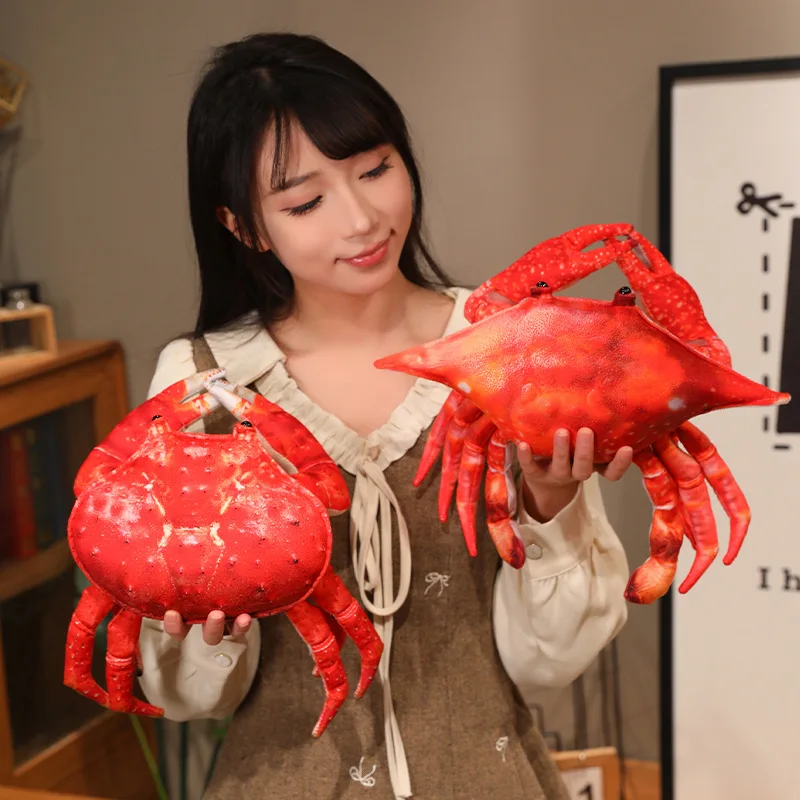 1 Stück 35/55CM Kawaii Krabben-Plüschtier Realistisch Schwimmende Krabbe Königskrabbe Kissen Gefülltes Weiches Sofakissen Kreatives Geburtstagsgeschenk