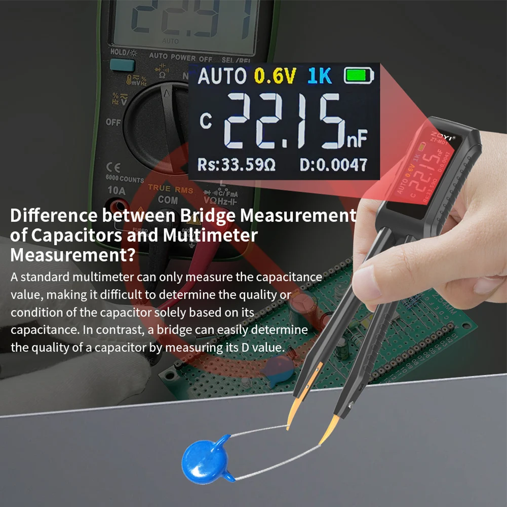 ZOYI ZT-MD1 Mini Digital Tweezer LCR SMD ESR Tester Resistance Capacitance Inductance Continuity Diode Test Measurement Tools