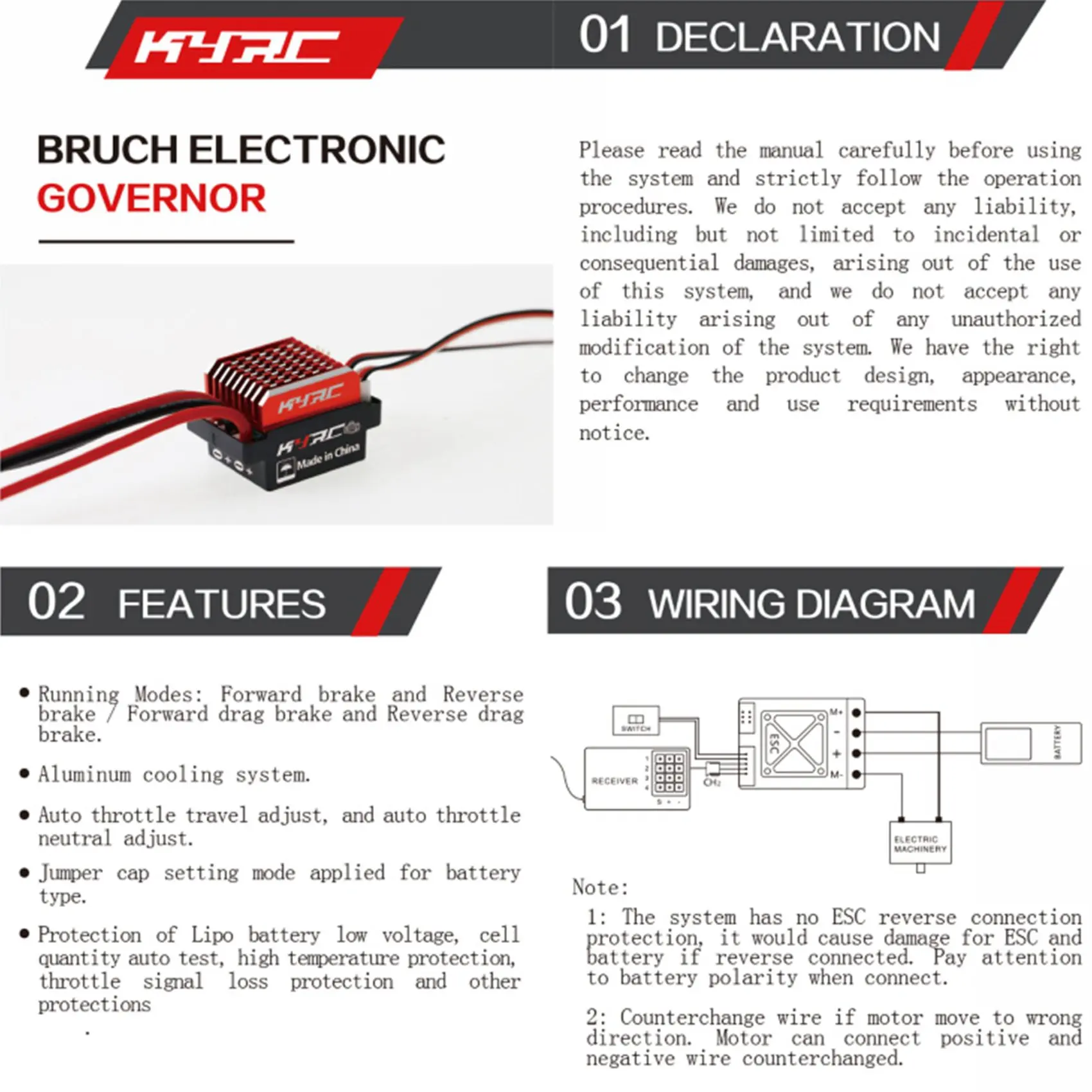 2X 1060 60A Waterproof Brushed ESC Speed Controller Forward Brake And Reverse Brake For 1/10 RC Crawler Axial Scx10 Trx4