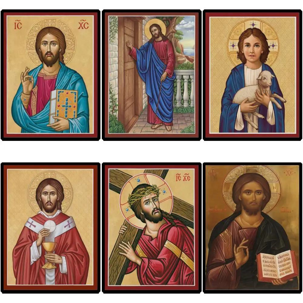 Greek Orthodox Jesus Christ Pantocrator Icon HD Canvas Print Byzantine Large Wall Art for Altar & Prayer Room Religious Gift