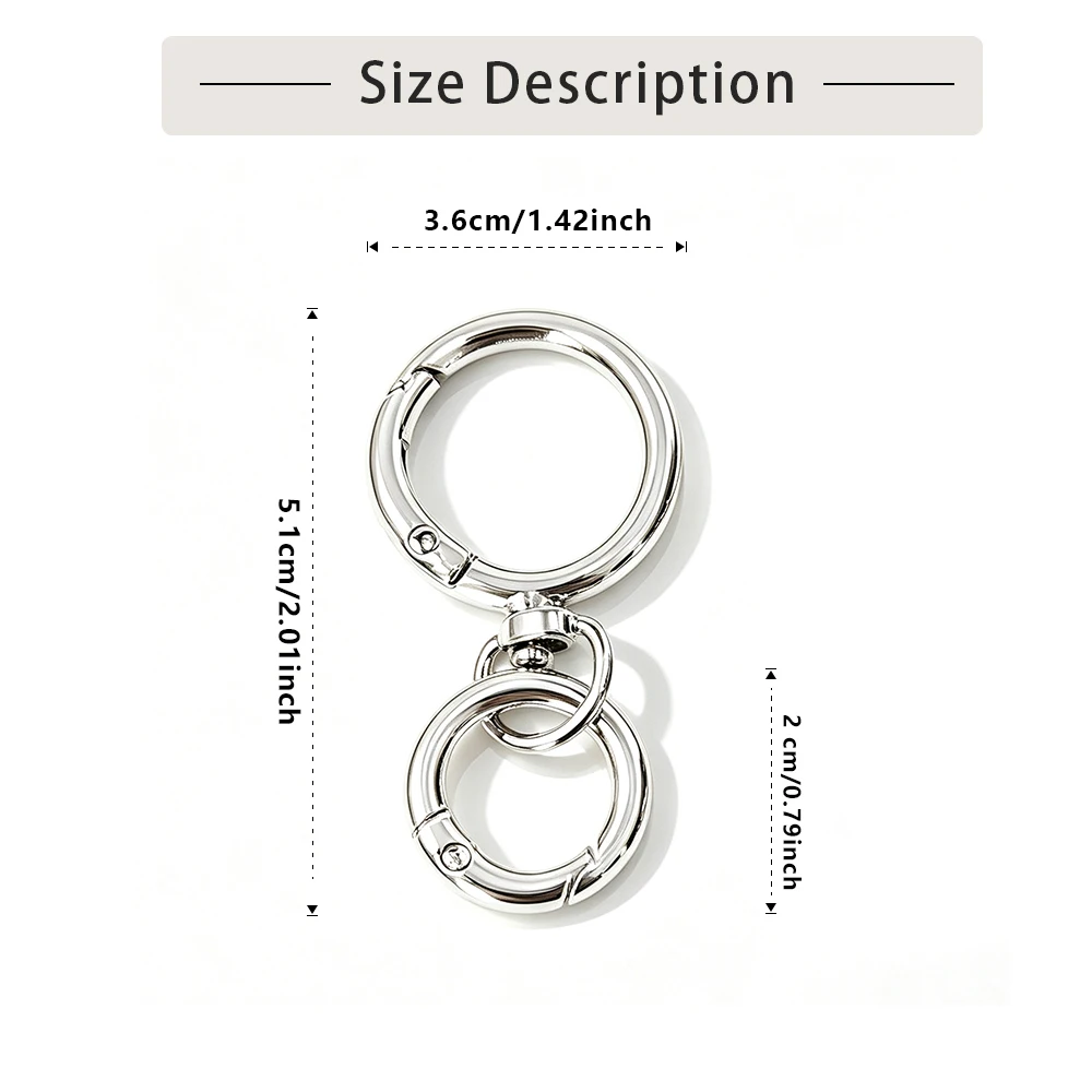 Round Spring Snap Carabiner Clip O Rings Swivel Trigger Hook Metal Clasps Keychain for Handbag Lanyards DIY Crafts
