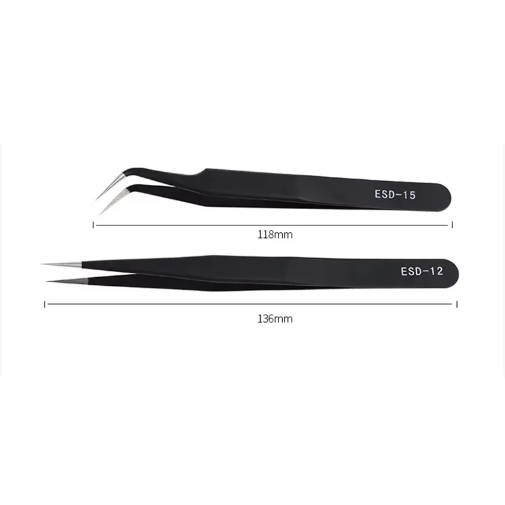 2pcs / Set Professional Rhinestone Tweezer Stainless Straight Curved Antioxidant Glitters Eyelash Nail Decoration Picking Tools