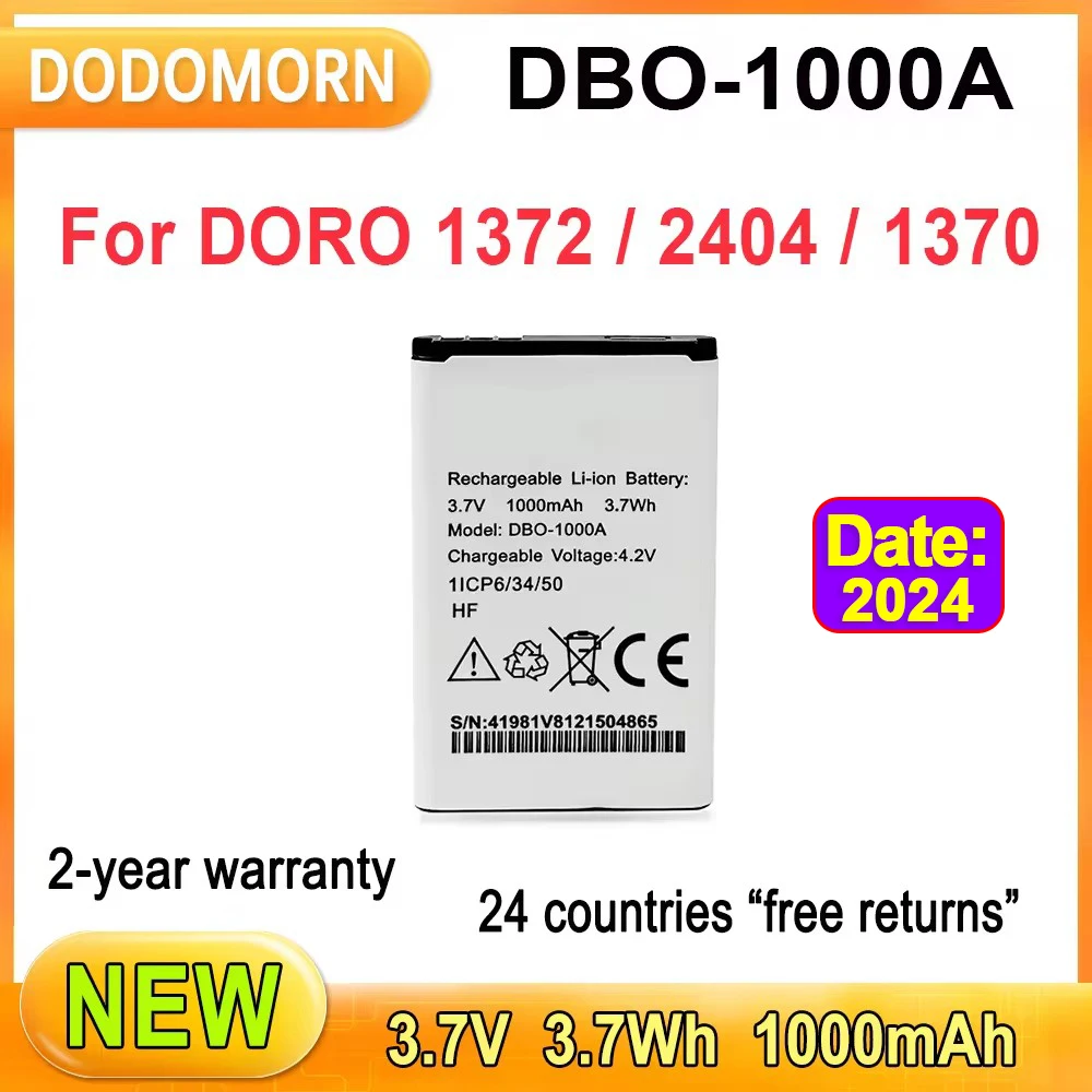 DBO-1000A 1ICP6/34/50 High Quality Battery For DORO 1372 2404 1370 Mobile Phone 3.7V 3.7WH 1000mAh High Quality