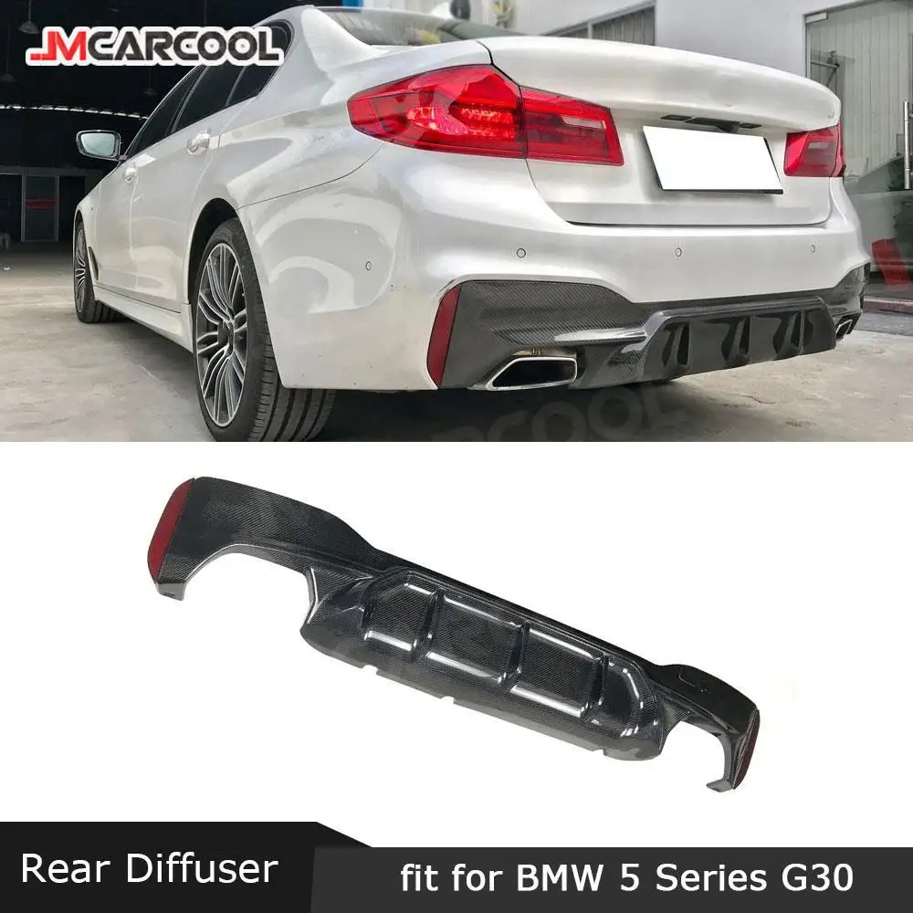 

For BMW 5 Series G30 G31 G38 M-Tech M Sport 2017 -2023 Rear Lip Diffuser With Red Reflector Carbon Fiber Bumper Guard Car Syling