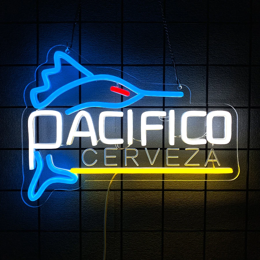 لافتة نيون من Pacifico لديكور الحائط، لافتة مضيئة لديكور الكهف للرجال، بار، فندق، نادي، مطعم، هدايا عيد الميلاد وحفلات أعياد الميلاد