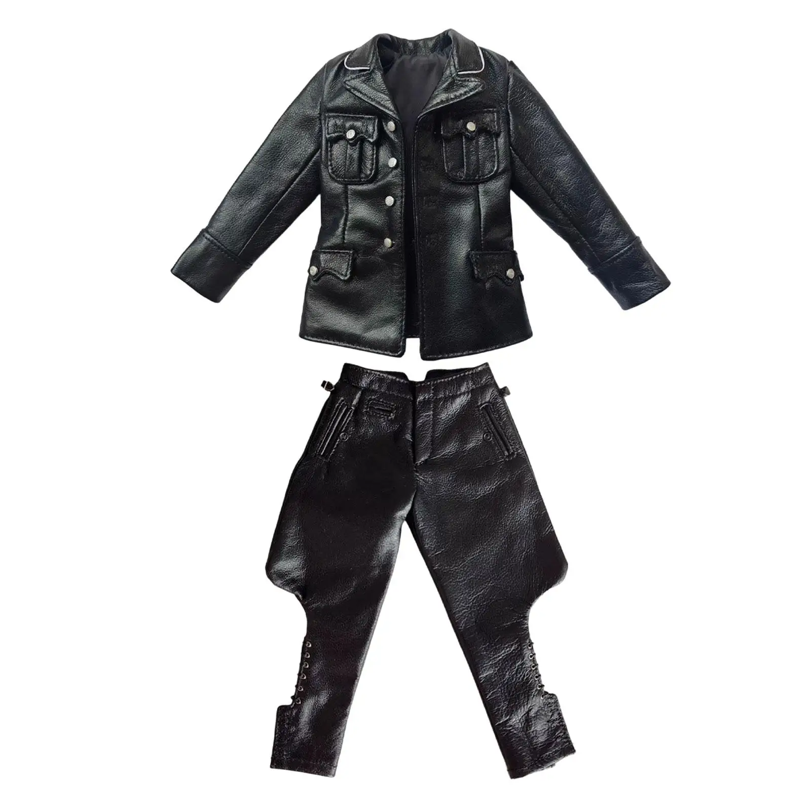 

1/6 Scale PU Leather Uniform, Casual Cosplay Retro Realistic Dress up Costume, Classic for 12"