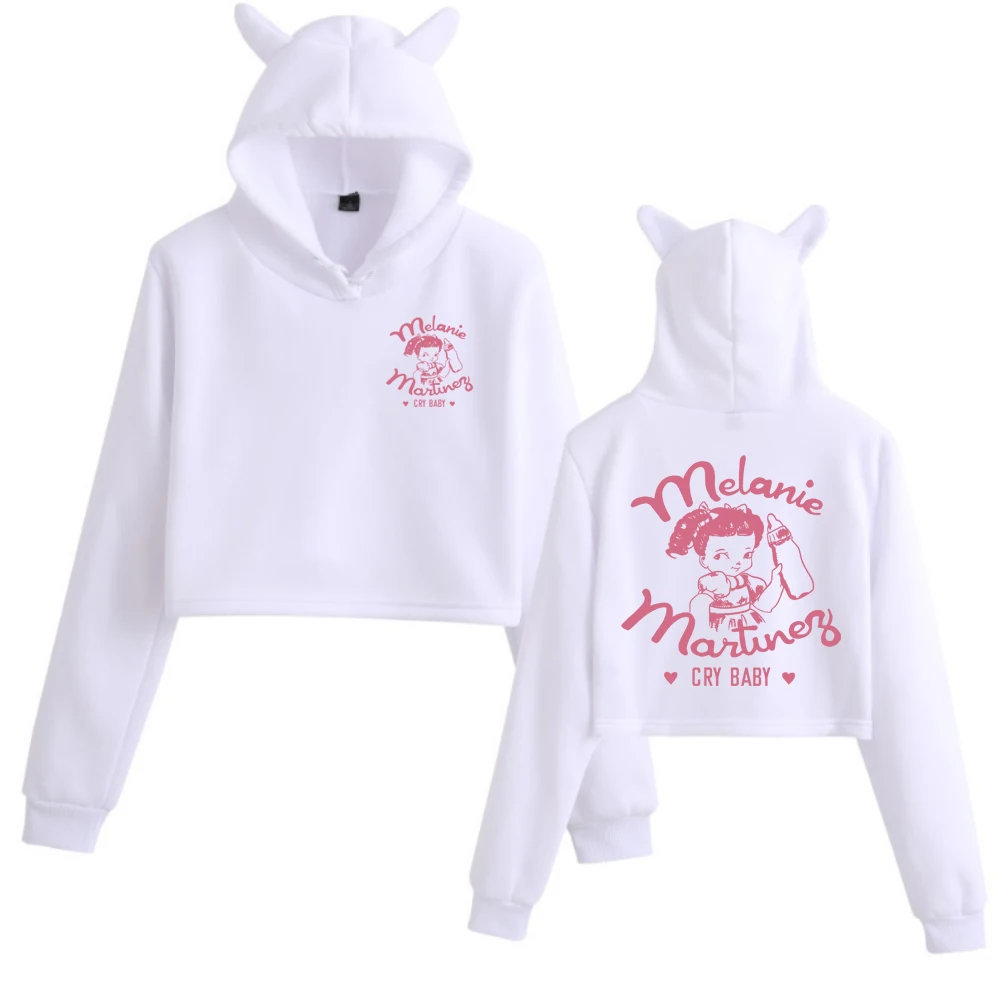 Melanie Martinez Cry Baby Moletom de manga comprida feminino fofo gato crop top hip hop com capuz