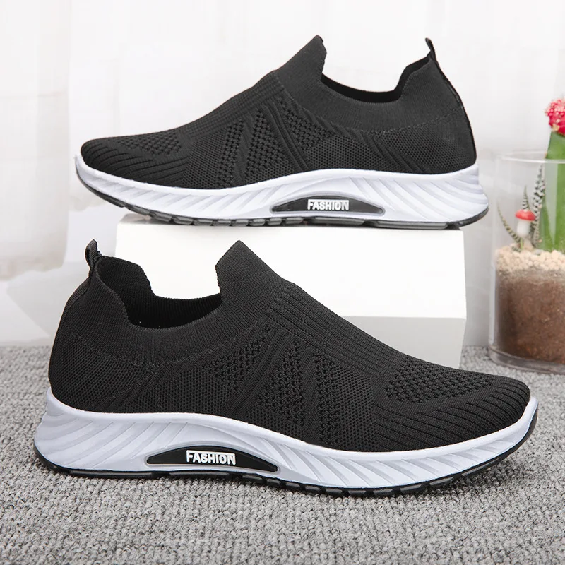 2024 Summer New Cloth Shoes Soft Sole Comfortable Casual Single Shoes Mesh Breathable Solid Color Sports Walking Shoes