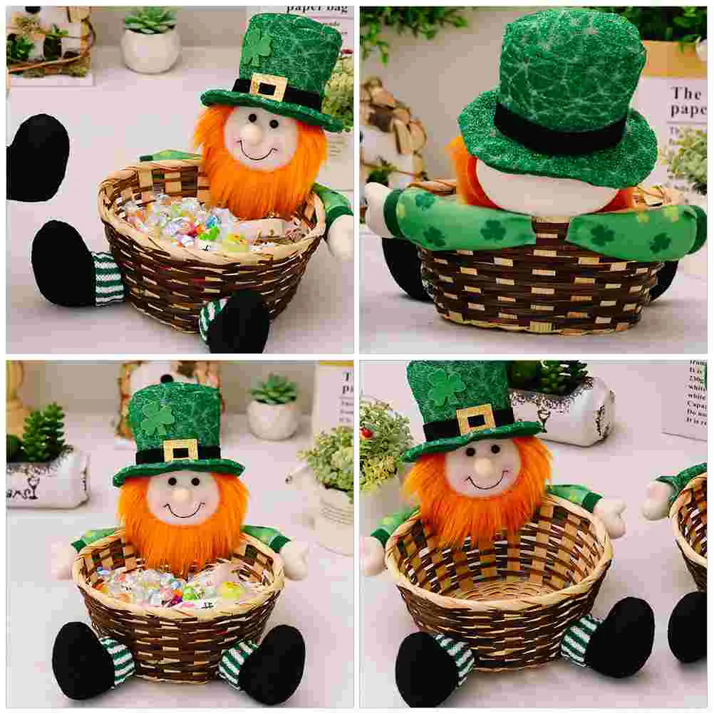 Hat Green Leaf Festival Candy Basket Man Butterscotch Gold Rattan Pet St Patrick's Baskets