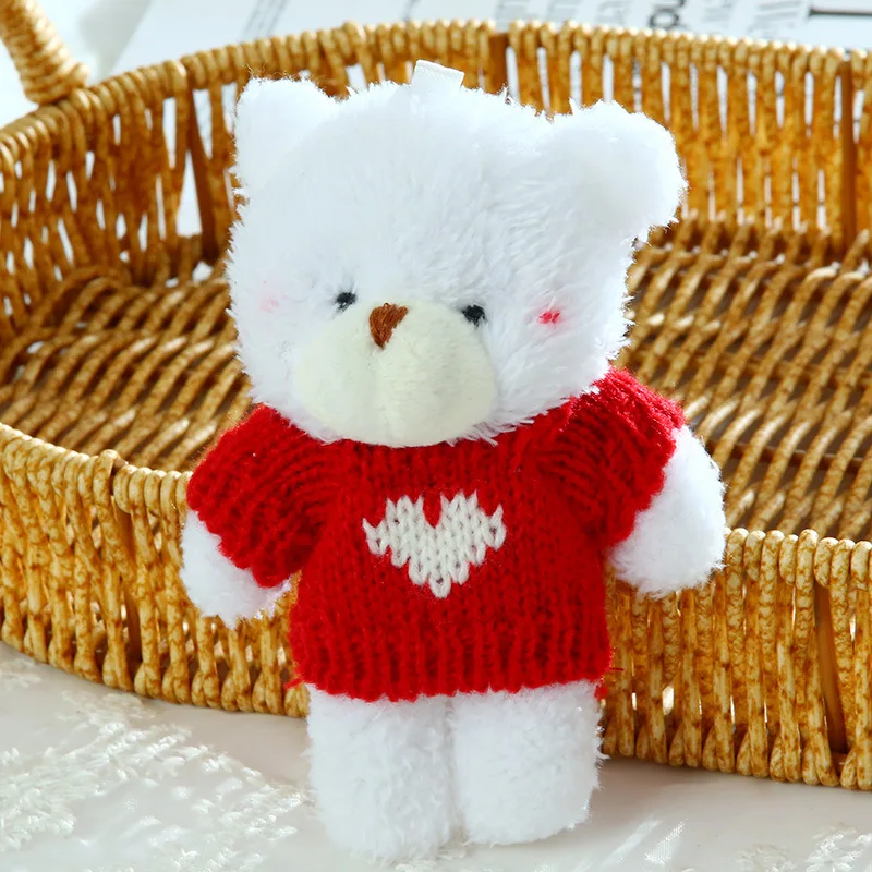 Netter Bär Plüschtier Schlüsselanhänger Pullover Winziger Bär Puppe Anhänger Tier Stofftier für Mädchen Rucksack Zubehör Kinder kleines Geschenk