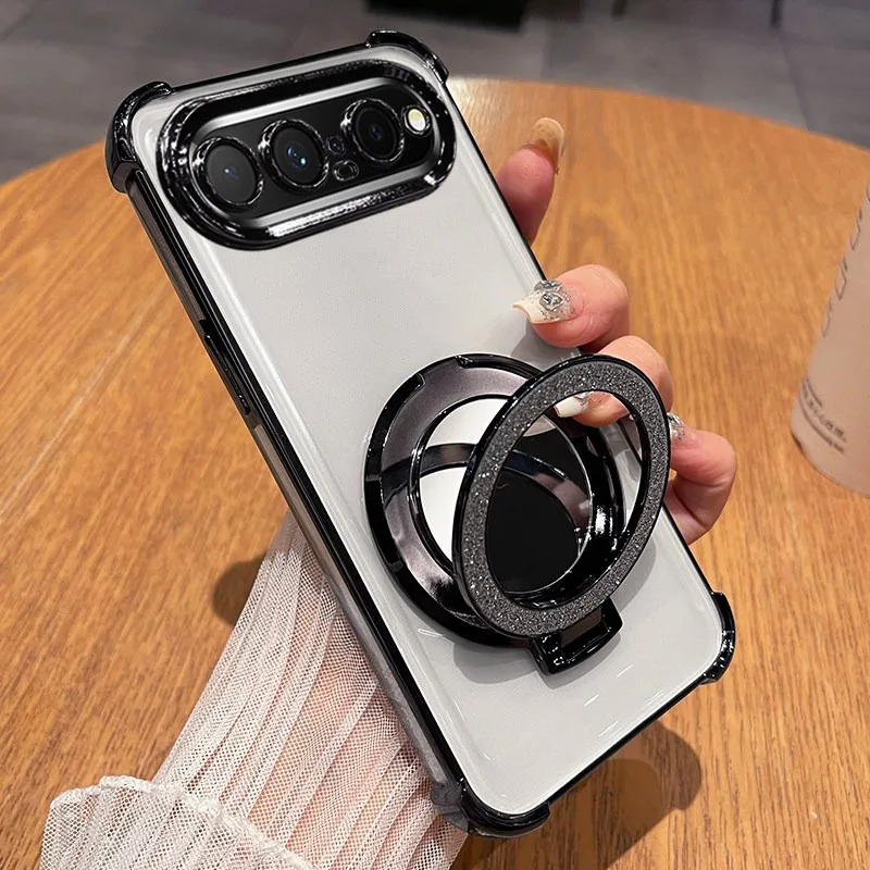 For Huawei Pura X View Four Corners Shockproof Silicone Case for PuraX View Magnetic Make-up Mirror Holder Soft Phone Cover - view 4