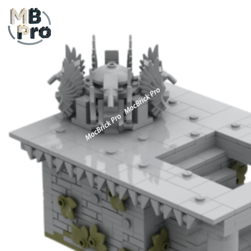 MOC Observation Ruins Model, Weathered Watch Post Building Blocks, Hilltop Remains Bricks Collection Kit