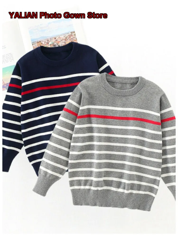 2026 Spring Autumn Boys Base Layer Pullover Older Kids Knit Thin Top Stylish Girls