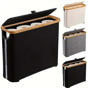 Toilet Paper Storage Basket with Lid 1