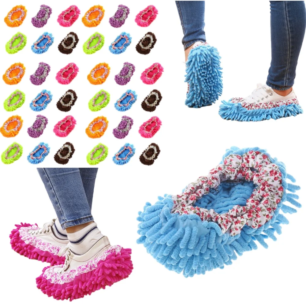  1PCS Dust Mop Slippers Home Floor Cleaning Lazy Mopping Shoes Water Uptake Foot Socks Mop Caps MultiFunction Cleaning 