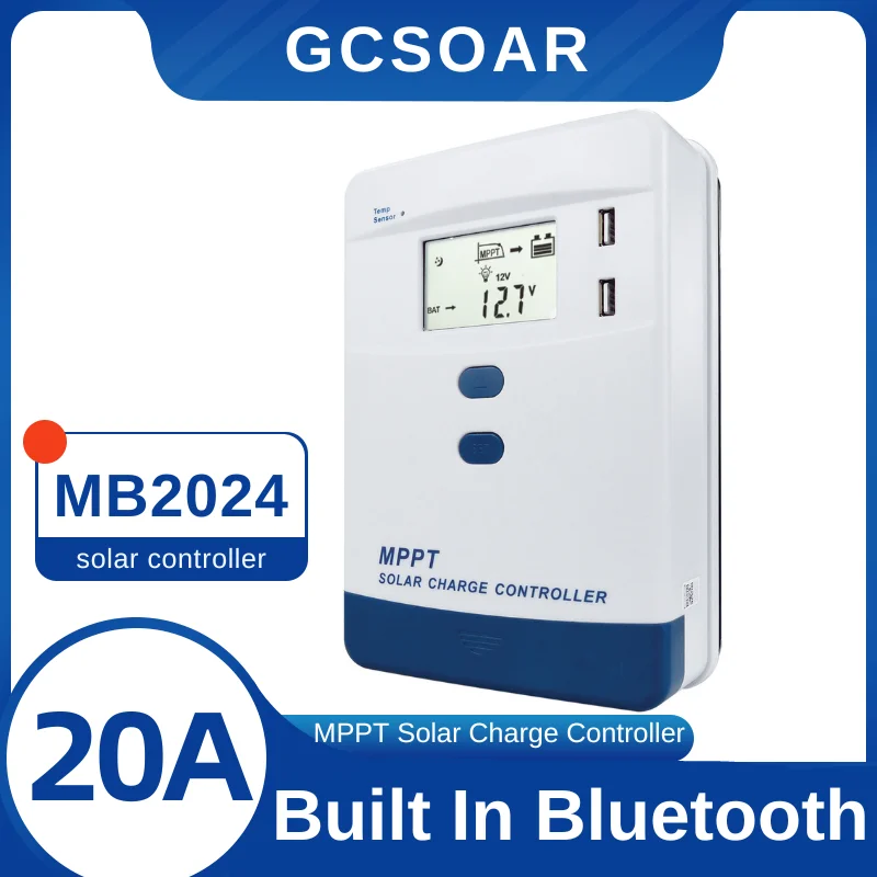 

GCSOAR MPPT 12/24V Auto 20A Solar Controller with BLE for Off grid System