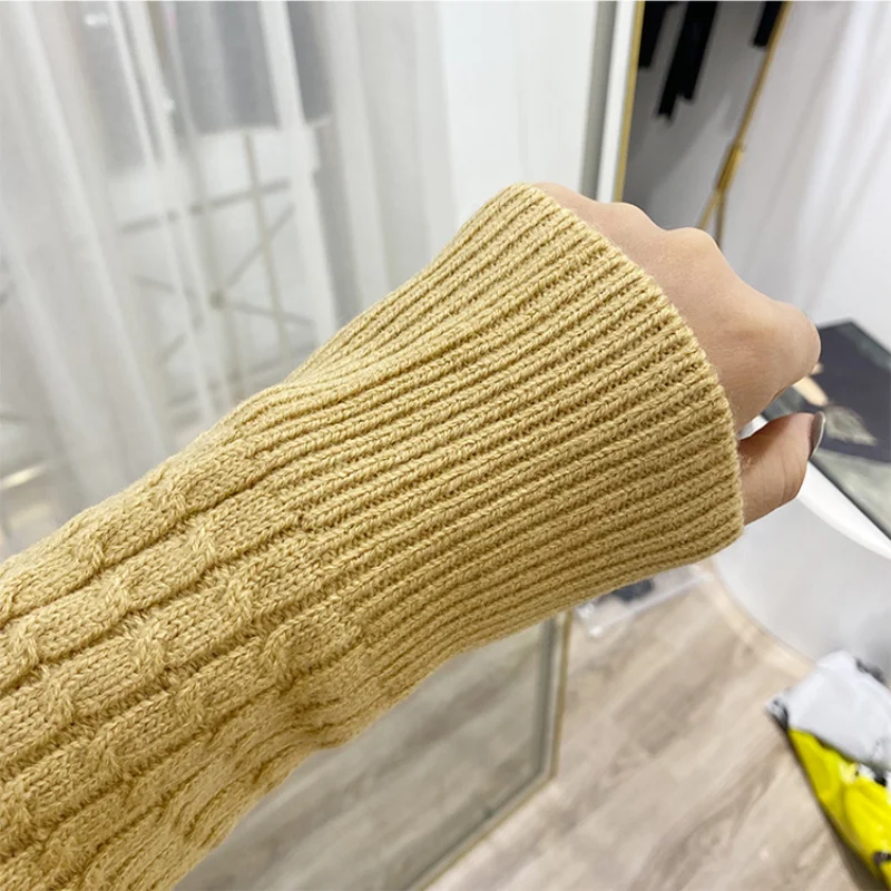 Pullover Long sleeved Sweater Striped Edge V-neck Logo Woolen Knitted Shirt Women\'s Sweet Loose 2024 Autumn/Winter Academy Style