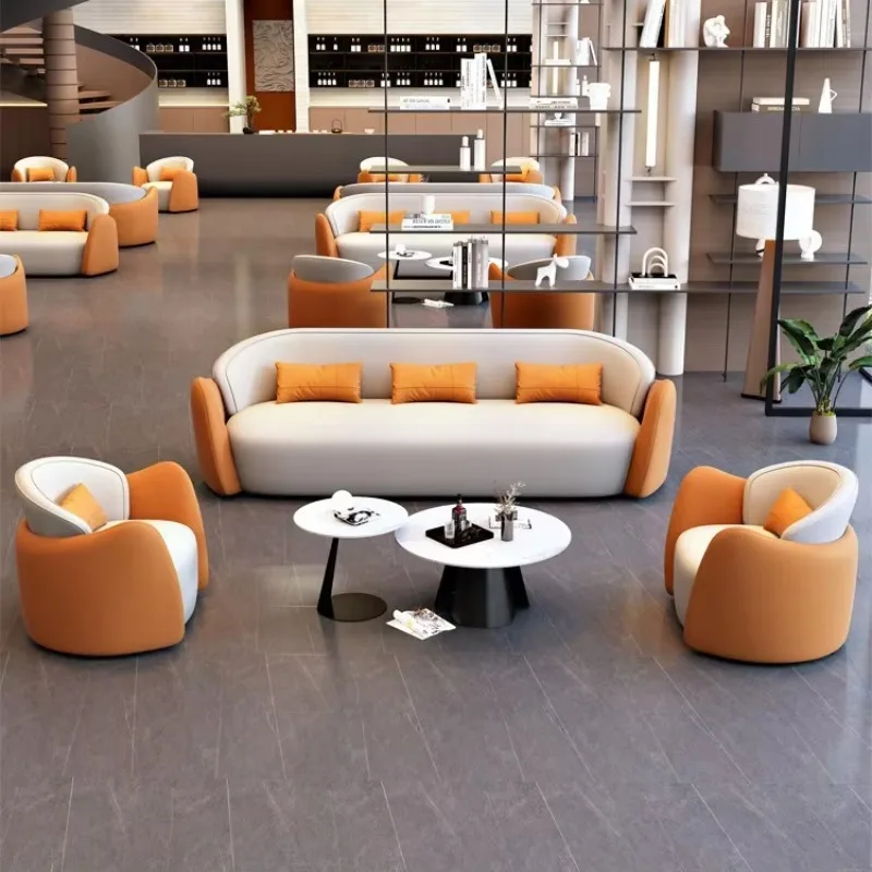 Nordic High-End Leather Three Seat Modern Sofa Set for Apartment Living Room Office Commercial Use