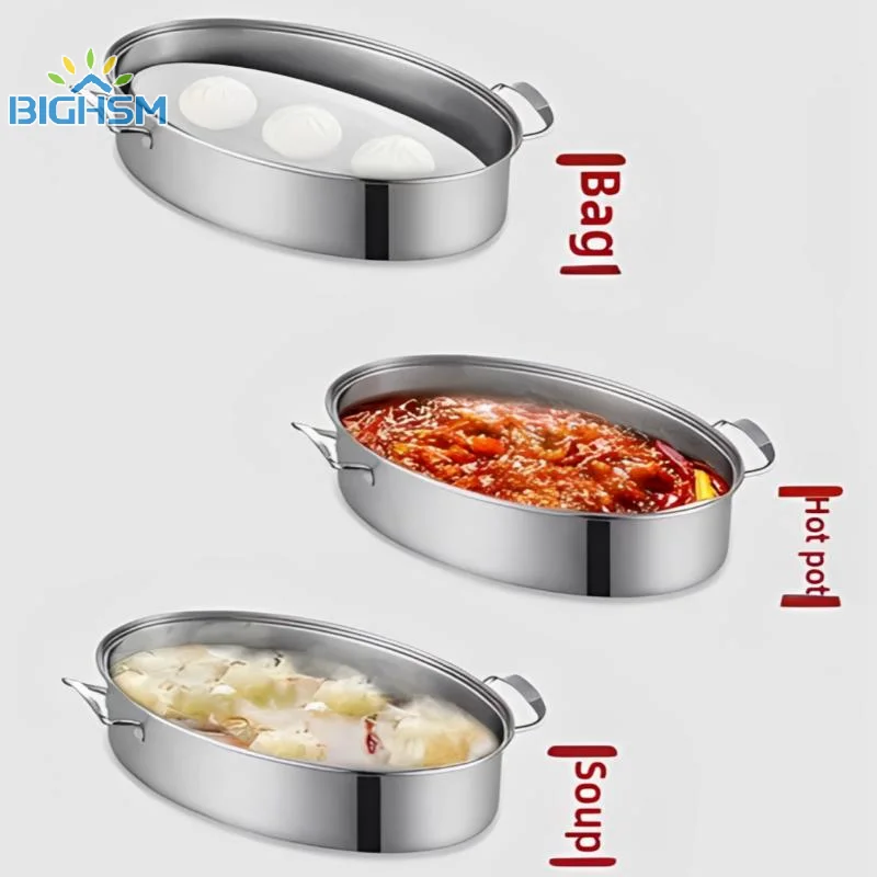 New Oval Shape 410 Stainless Steel Fish Steamer Electric And Induction Cooker Compatible For Home And Commercial Kitchens