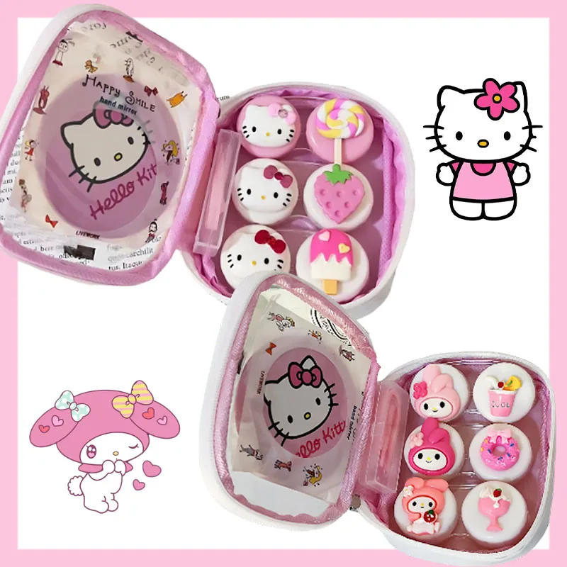 

3Pcs/set Hello Kitty Contact Lens Case New Kawaii Sanrio My Melody Contact Lens Box Kit Travel Portable Contact Lenses Container