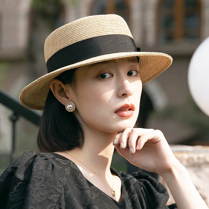 

ELEGANCE PLEAT Natural Straw Hat with Bow Accent – Adjustable Wide Brim Summer Hat (2 Colors)​