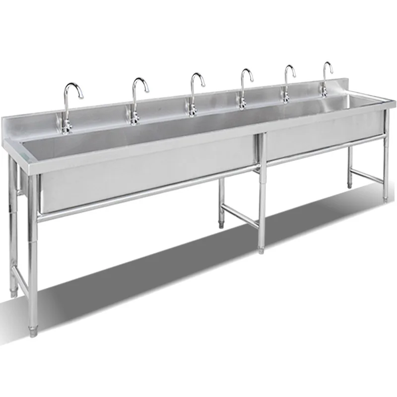 

School stainless steel sink, kindergarten long sink can be made 304 construction site kitchen single slot can be customized
