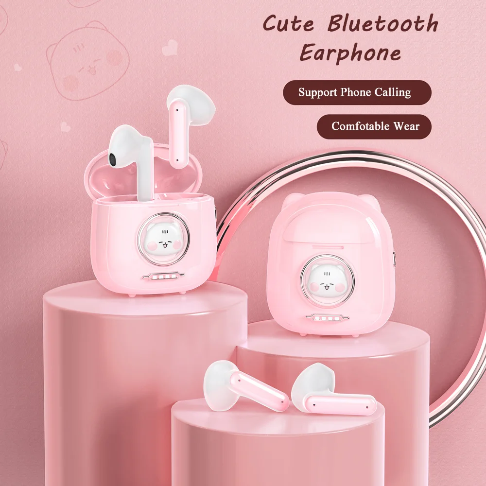 

Bluetooth Earphone Cute Appearance Comes With Microphone To Support Calls ENC Noise Reduction Long Battery Life Girl Gift Music