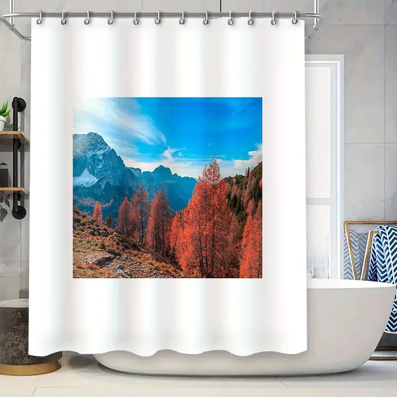 

Осенний лес, горный пейзаж, занавеска для душа, природа, осенние деревья, живописный фон, декор для ванной комнаты, деревенский домашний декор, винтажная стена