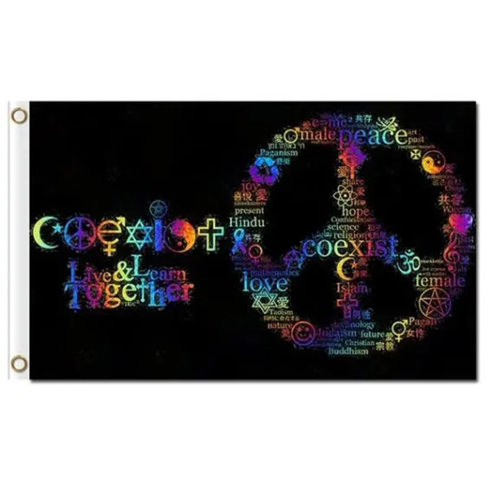 Coexist Rainbow Pride Gay Lesbian LGBT Equality World Peace 2X3FT 3X5FT PEACE Flag BANNER