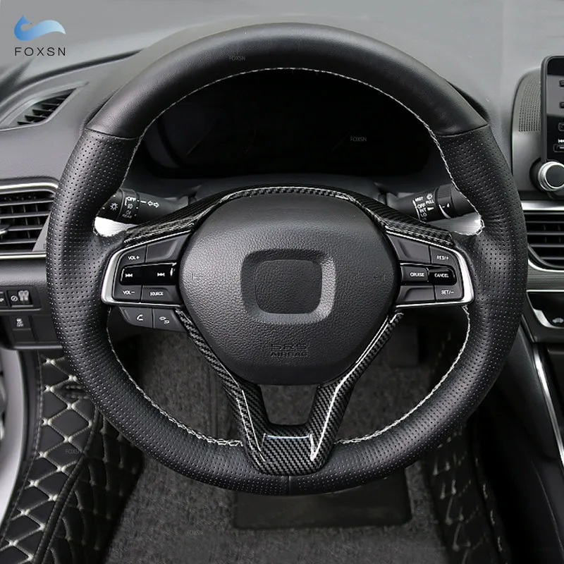 

Car Accessories ABS Carbon Fiber Pattern Steering Wheel Panel Cover Trim For Honda Accord 10th 2018 2019 2010 2021