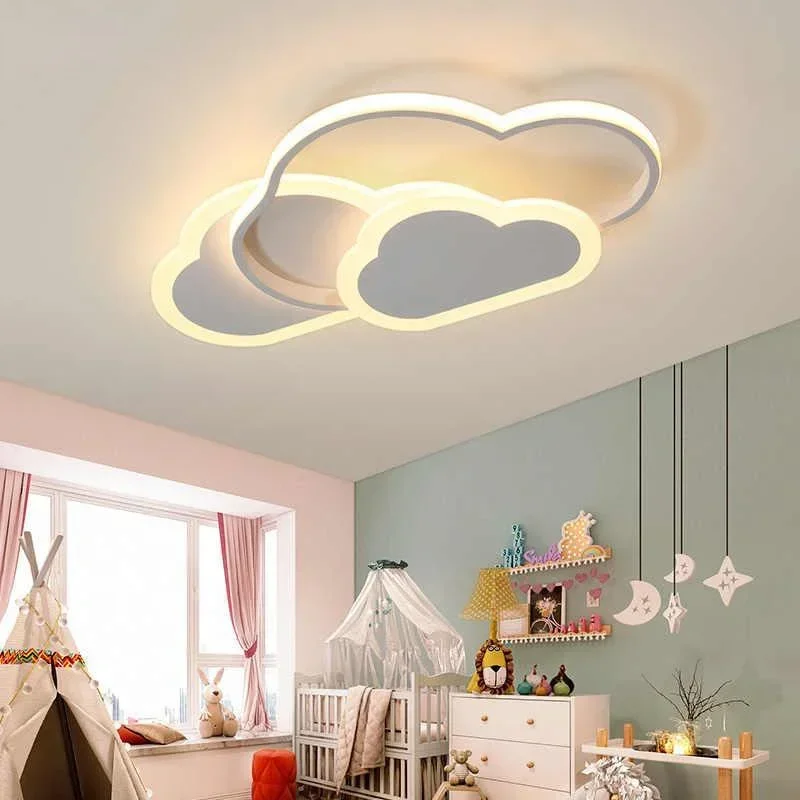 

LED Ceiling for Children's Living-room Bedroom Study Modern Dimmable Lighting Fixtures Child Room Deco Cloud Pink/White Lamp