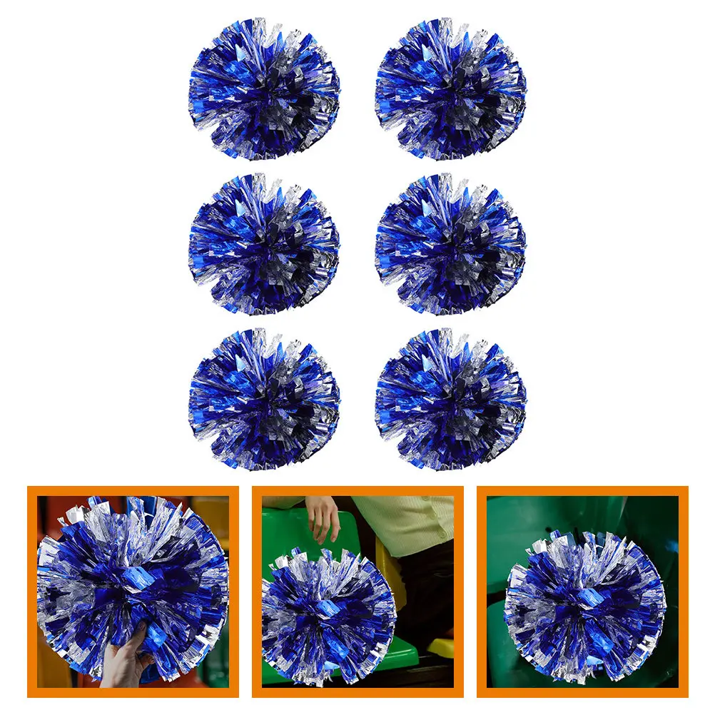 6Pcs Mixed Color Pom Poms Premium Material Cheerleading Dance Props for School Sports Events Bright Fade Resistant Portable