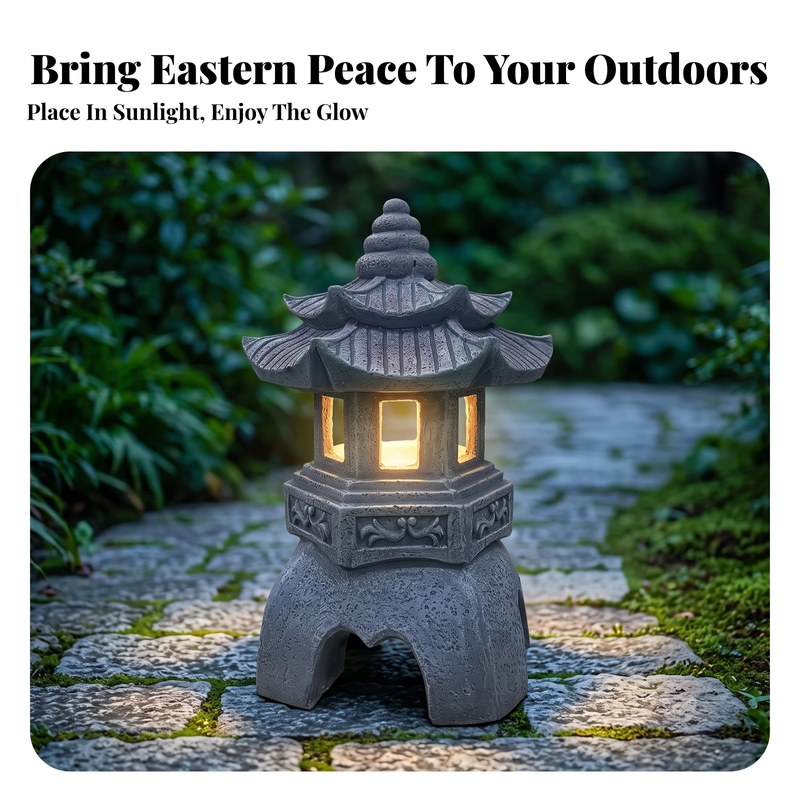 Solar Pagoda Lantern Weatherproof Solar Garden Lantern Stone Pagoda Statue Weather-Resistant Outdoor for Gardeners, Courtyard