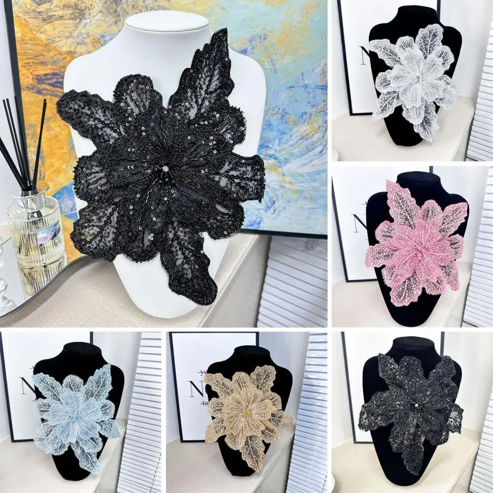 3D Flower Corsage Applique Bead And Sequin Decor Multi-layer Sweater Dress Flower Patch DIY Flower Corsage Clothing Accessories