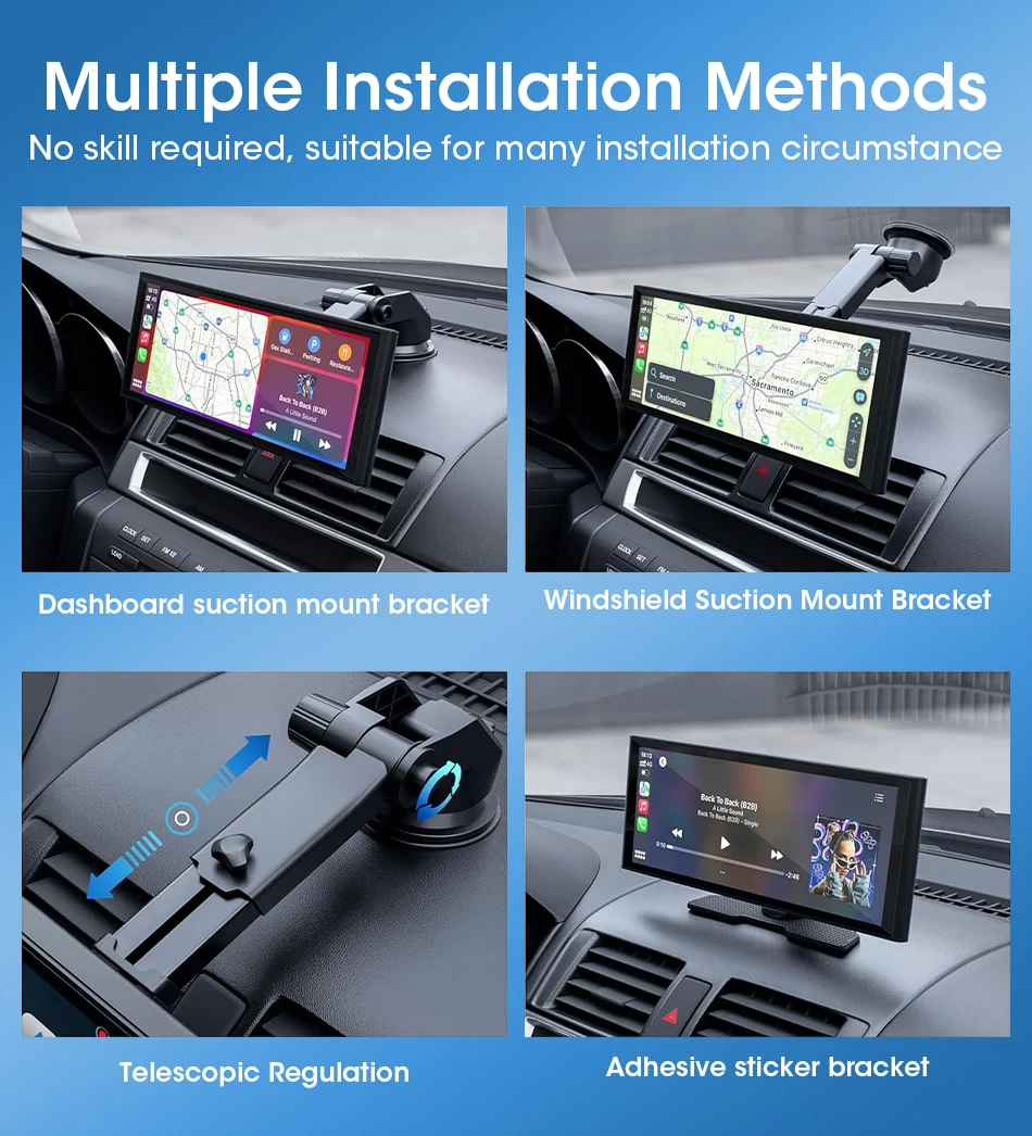 11,26 Zoll Dash Cam Auto DVR 4K Kamera Wireless Carplay Android Auto Touchscreen Dual Len Video Recorder Dashboard BT FM AUX GPS – Detail 8