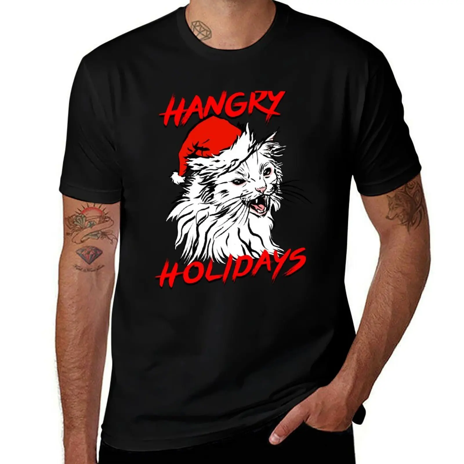 

Hangry Holidays! Thurston's Cat Christmas T-Shirt man tshirt t shirts for man pack white T-Shirt