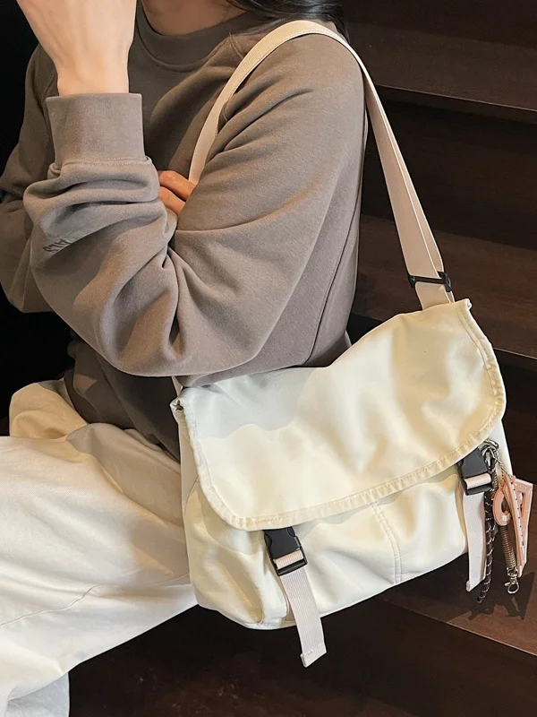 

Casual Crossbody Bag Small Lightweight Pure Color Women's Bag Faionable Versatile Summer Handbag Korean Sle Nylon Material